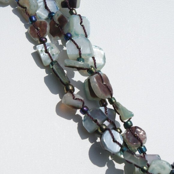 Handmade Teal Capiz Diamond Necklace - Picture 3 of 3